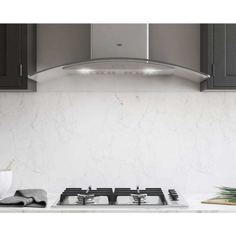CAMPANA LACAR CRISTAL 75 VIDRIO CURVO - ACERO INOXIDABLE - 3 VELOCIDADES - CON MOTOR