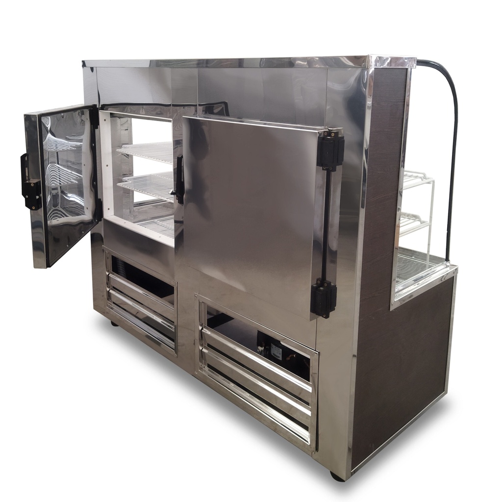 HELADERA PANADERA VIDRIO CURVO 1.80 M - C/COMBISTATO FRIO ESTATICO - ESTANTE REJILLAS - (1/2HP)