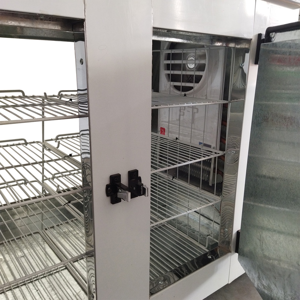 HELADERA VITRINA MOSTRADOR CON BAJADA 1.60 M FRIO FORZADO - (1/2HP)