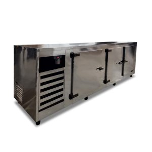HELADERA MOSTRADOR CIEGO CERVEZA 6 BARRILES CERVEZA 2.00MX1MX1.10M C/COMBISTATO - ACERO INOXIDABLE - (2 PUERTAS+CUBRE) (1/2HP)