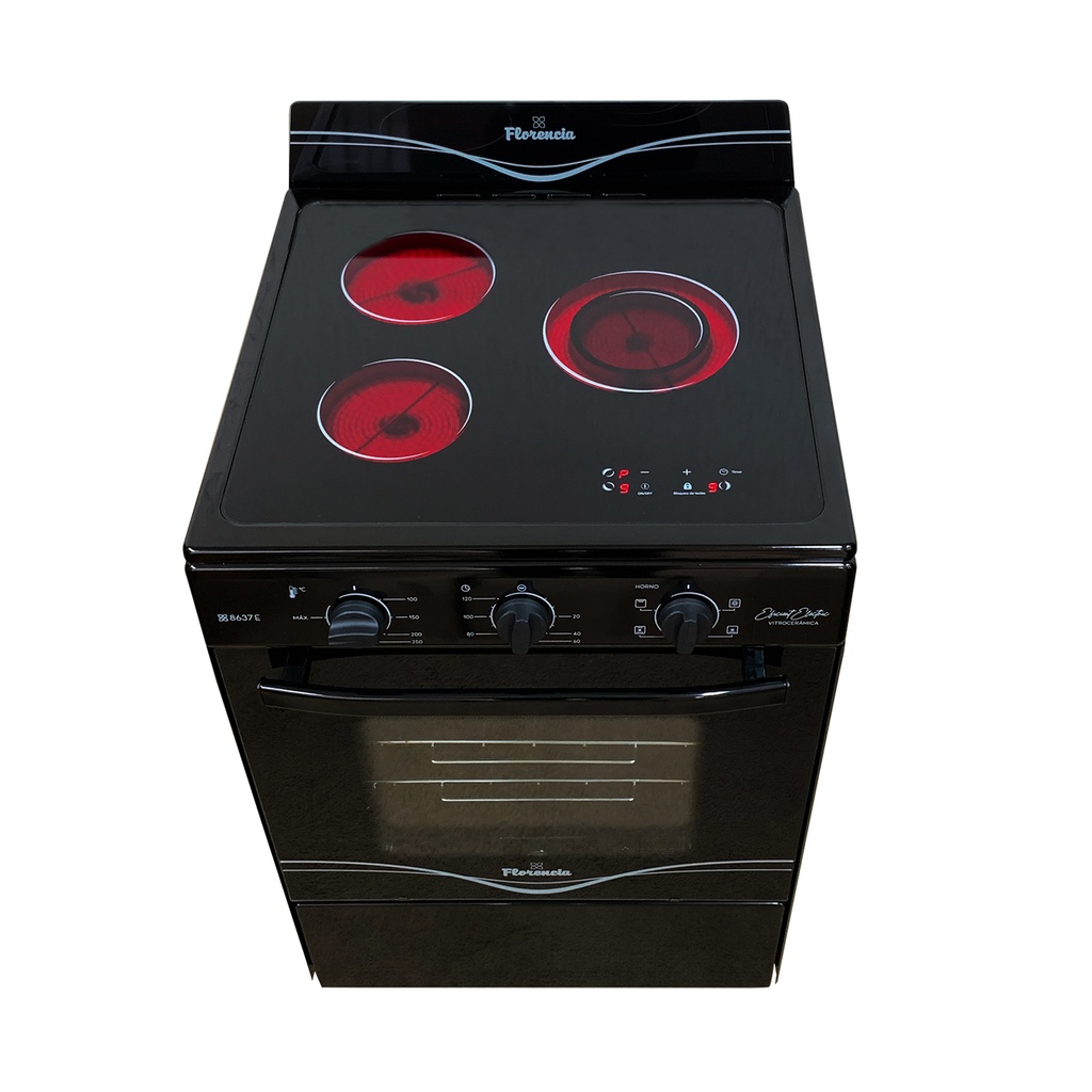 COCINA ELECTRICA 8637E NEGRA ANAFE VITRO 10 NIVELES HORNO A CONVECCION