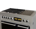 COCINA DUPPLO - HORNO ELEC. 42L Y HORNO A GAS 76L C/ VALV TERMOSTATICA Y GRILL SUPERIOR - DISPLAY DIGITAL - ENCENDIDO ELEC. EN HORNALLA Y HORNO - 2 HORNALLAS VITRO - REJA VITRIFICADA - VIDRIO TEMPLADO