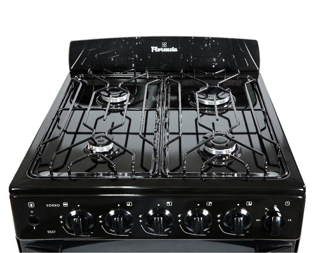 COCINA A GAS 5537 NEGRA 56CM VAL/SEG ENCENDIDO ELECTRICO Y LUZ HORNALLAS Y HORNO EASY CLEAN CAJON PARRILLA REBATIBLE