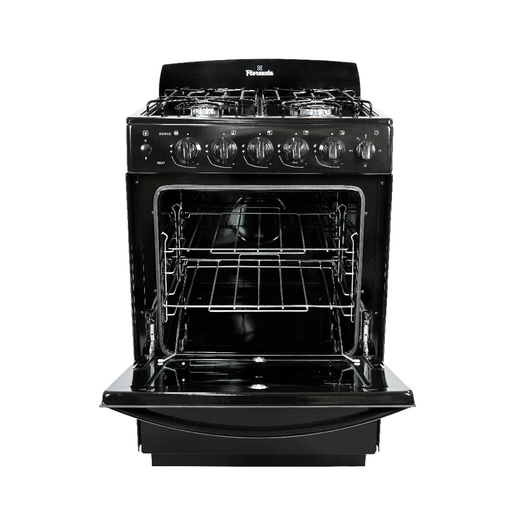 COCINA A GAS 5537 NEGRA 56CM VAL/SEG ENCENDIDO ELECTRICO Y LUZ HORNALLAS Y HORNO EASY CLEAN CAJON PARRILLA REBATIBLE