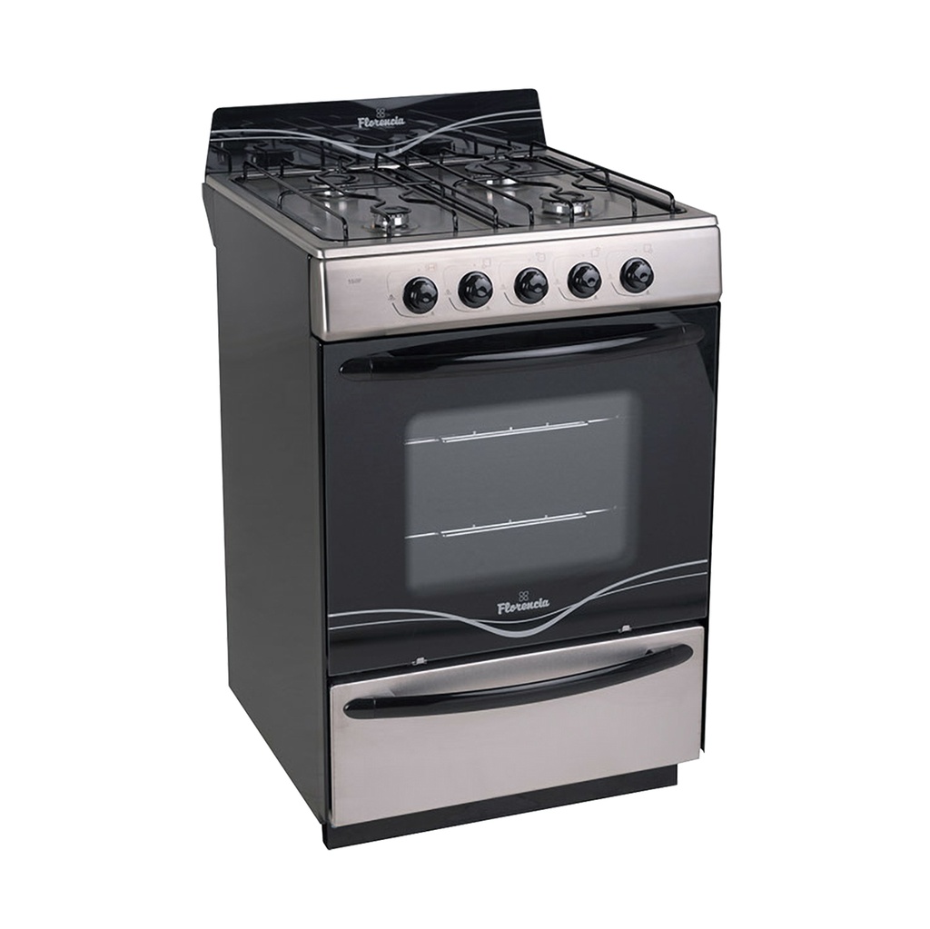 COCINA A GAS 5518F ACERO/INOX 56CM VAL/SEG HORNALLAS Y HORNO EASY CLEAN CAJON PARRILLA REBATIBLE