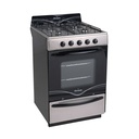 COCINA A GAS 5518F ACERO/INOX 56CM VAL/SEG HORNALLAS Y HORNO EASY CLEAN CAJON PARRILLA REBATIBLE