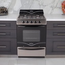 COCINA A GAS 5518F ACERO/INOX 56CM VAL/SEG HORNALLAS Y HORNO EASY CLEAN CAJON PARRILLA REBATIBLE