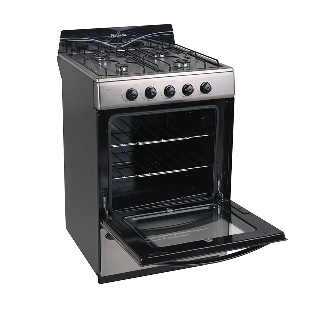 COCINA A GAS 5518F ACERO/INOX 56CM VAL/SEG HORNALLAS Y HORNO EASY CLEAN CAJON PARRILLA REBATIBLE