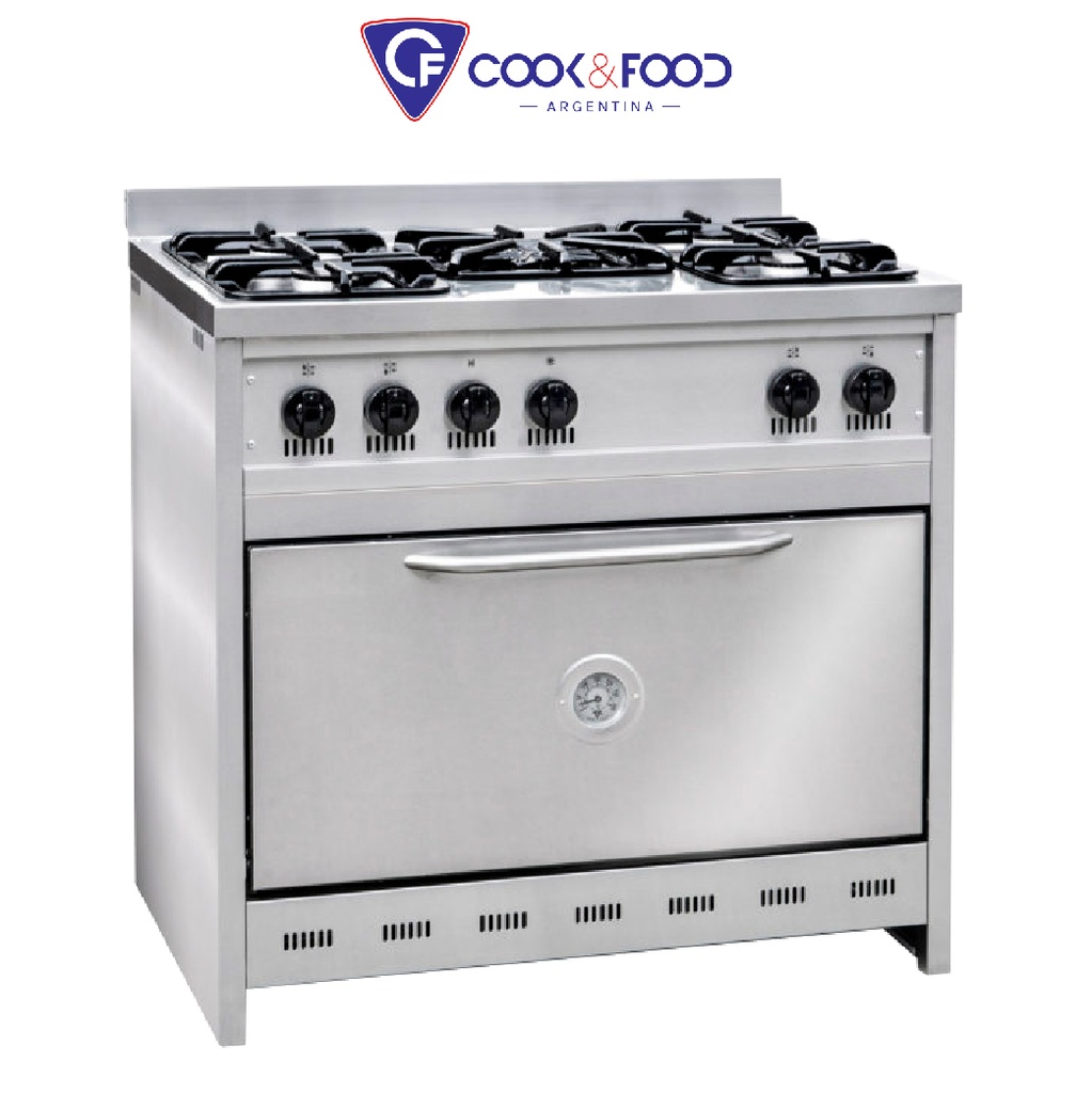 COCINA 90CM - 5 HORNALLAS - PUERTA CIEGA - REJA FUNDICION ENLOZADA CORBELLI