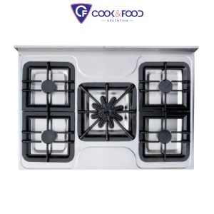 COCINA 90CM - 5 HORNALLAS - PUERTA CIEGA - REJA FUNDICION ENLOZADA CORBELLI