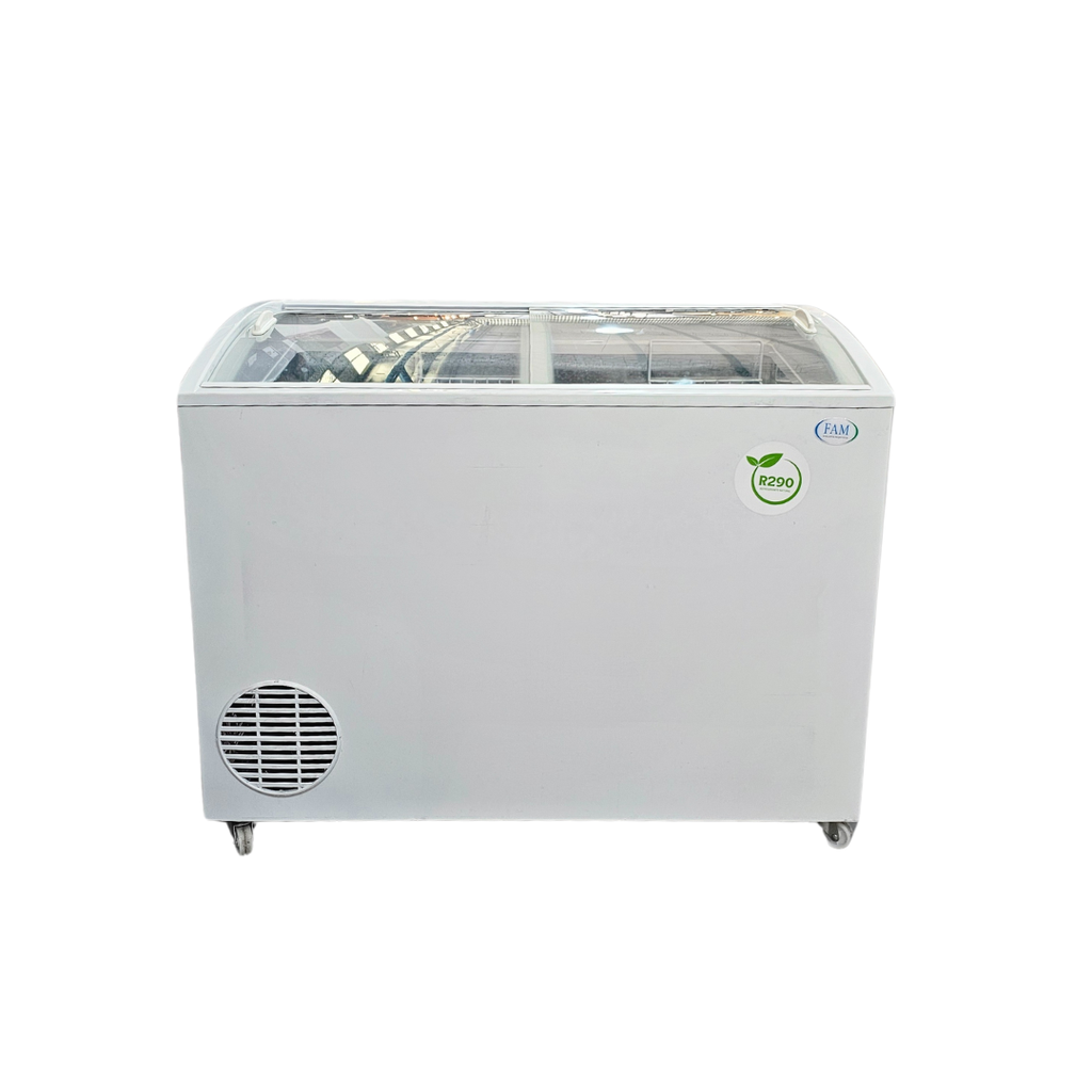 FAM FREEZER  VIDRIO CURVO PI 355 LT