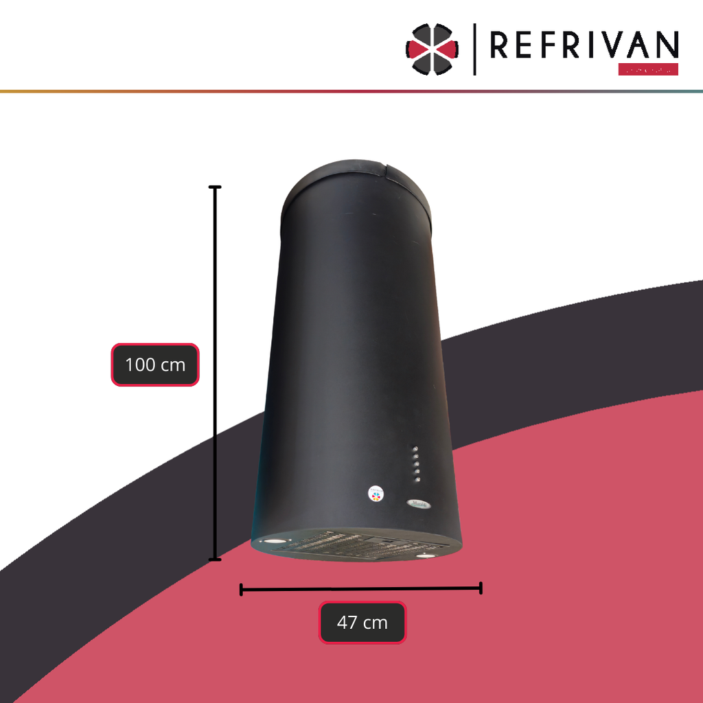 CAMPANA ISLA SELENE ESMALTADA MICROTEXTURADO (NEGRO) C/LUZ FILT/LAVABLE MOTOR TURBO 3V 47CM DIAM