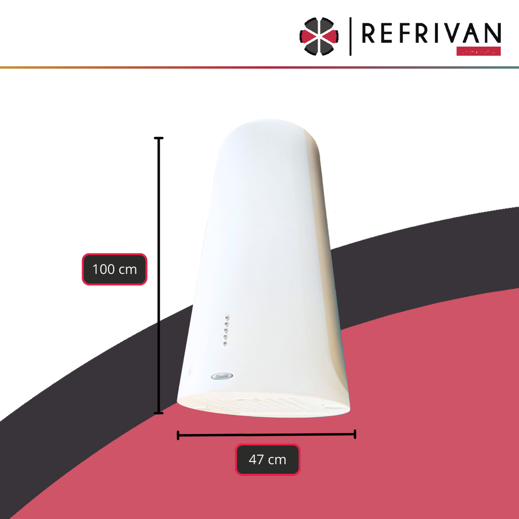 CAMPANA ISLA SELENE ESMALTADA MICROTEXTURADO (BLANCO) C/LUZ FILT/LAVABLE MOTOR TURBO 3V 47CM DIAM