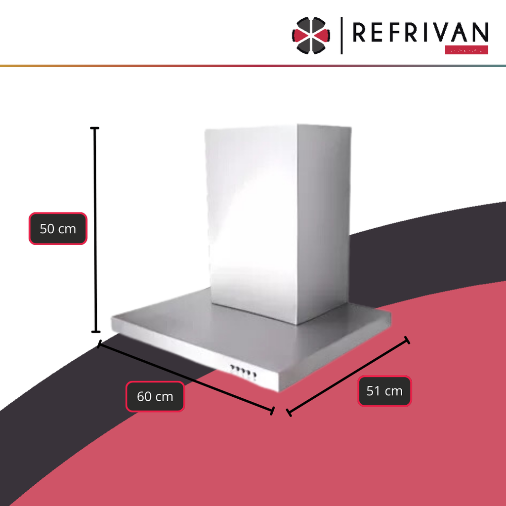 CAMPANA ECO SLIM  60 CM - ACERO - FILT/GUATA - MOTOR 1 V 2 CUBRE DE 50CM