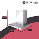CAMPANA ECO SLIM  60 CM - ACERO - FILT/GUATA - MOTOR 1 V 2 CUBRE DE 50CM