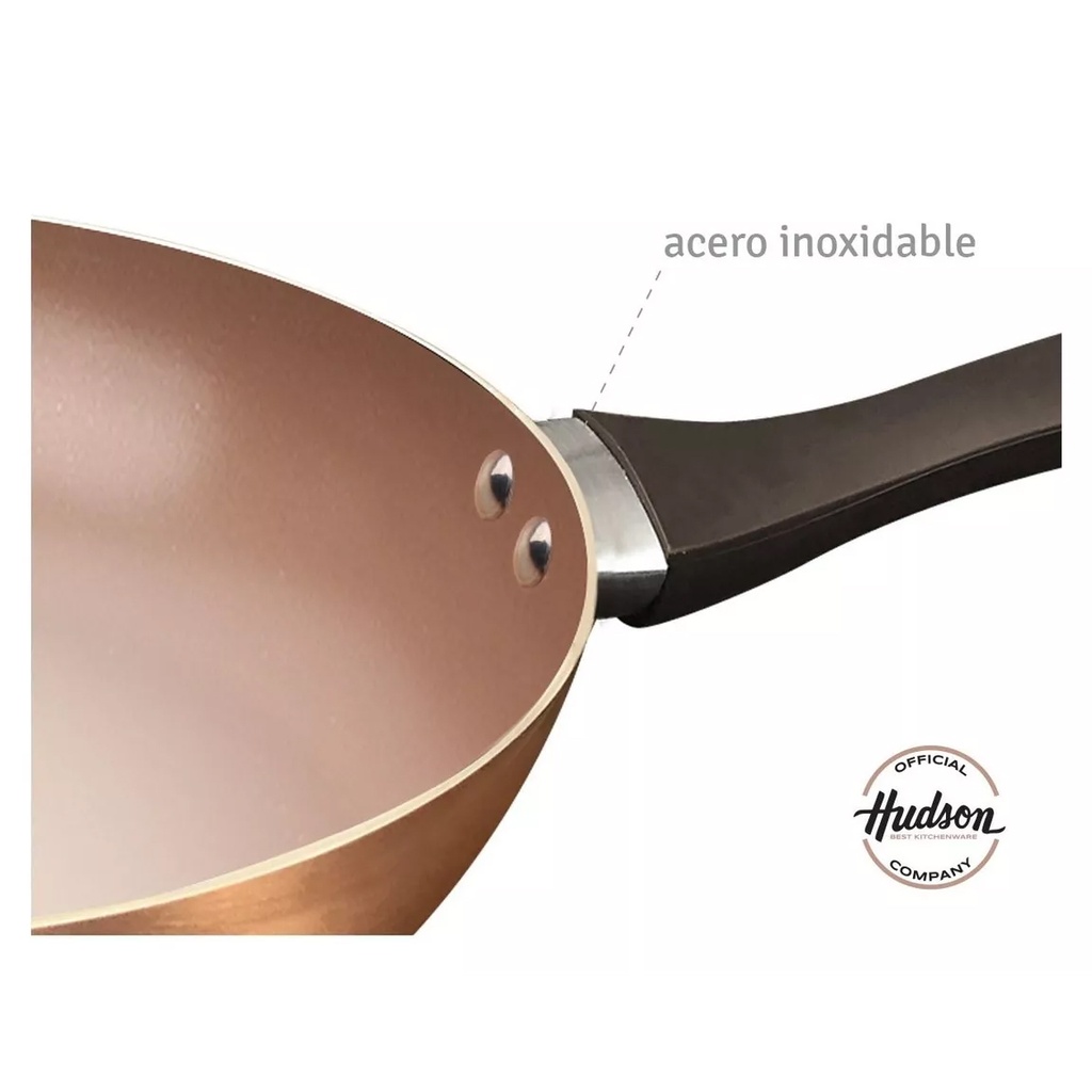WOK HUDSON COBRE CERAMICA 28CM