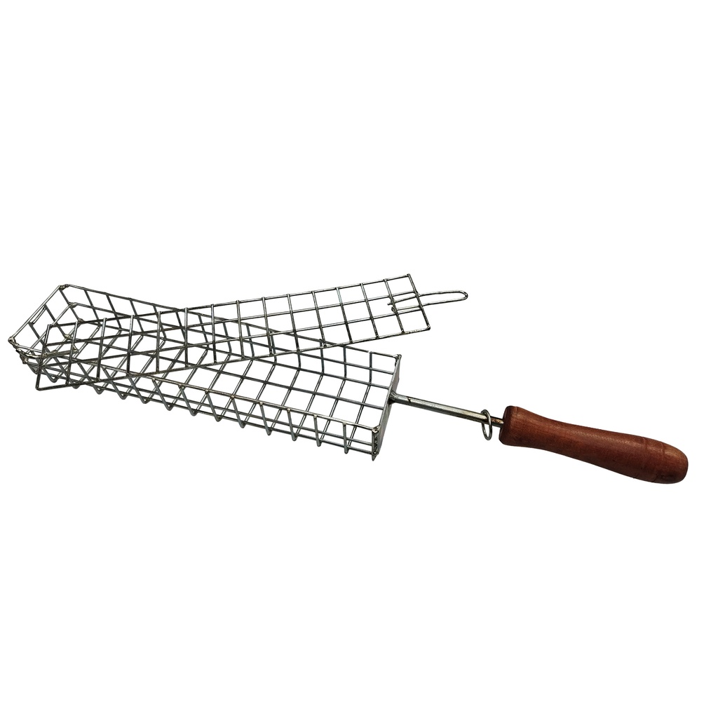 GRILLERO ZINCADO CON MANGO DE MADERA