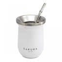 MATE SAKURA BLANCO 236 ML CON BOMBILLA Y LIMPIADOR COLOR