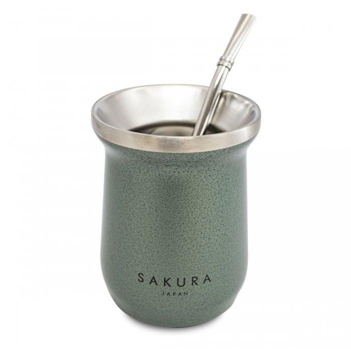 MATE SAKURA VERDE 236 ML CON BOMBILLA Y LIMPIADOR COLOR