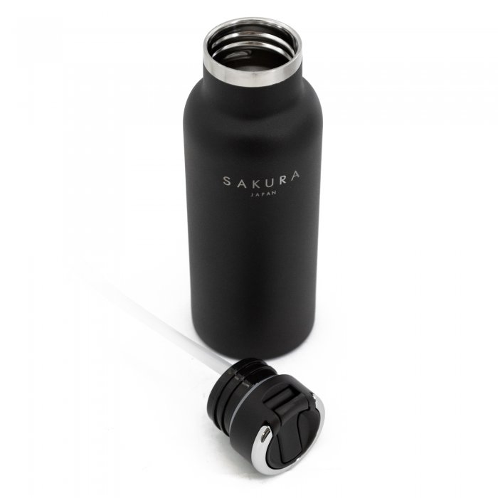 BOTELLA TERMICA SAKURA ACERO INOXIDABLE 750 ML NEGRA MATE COLOR