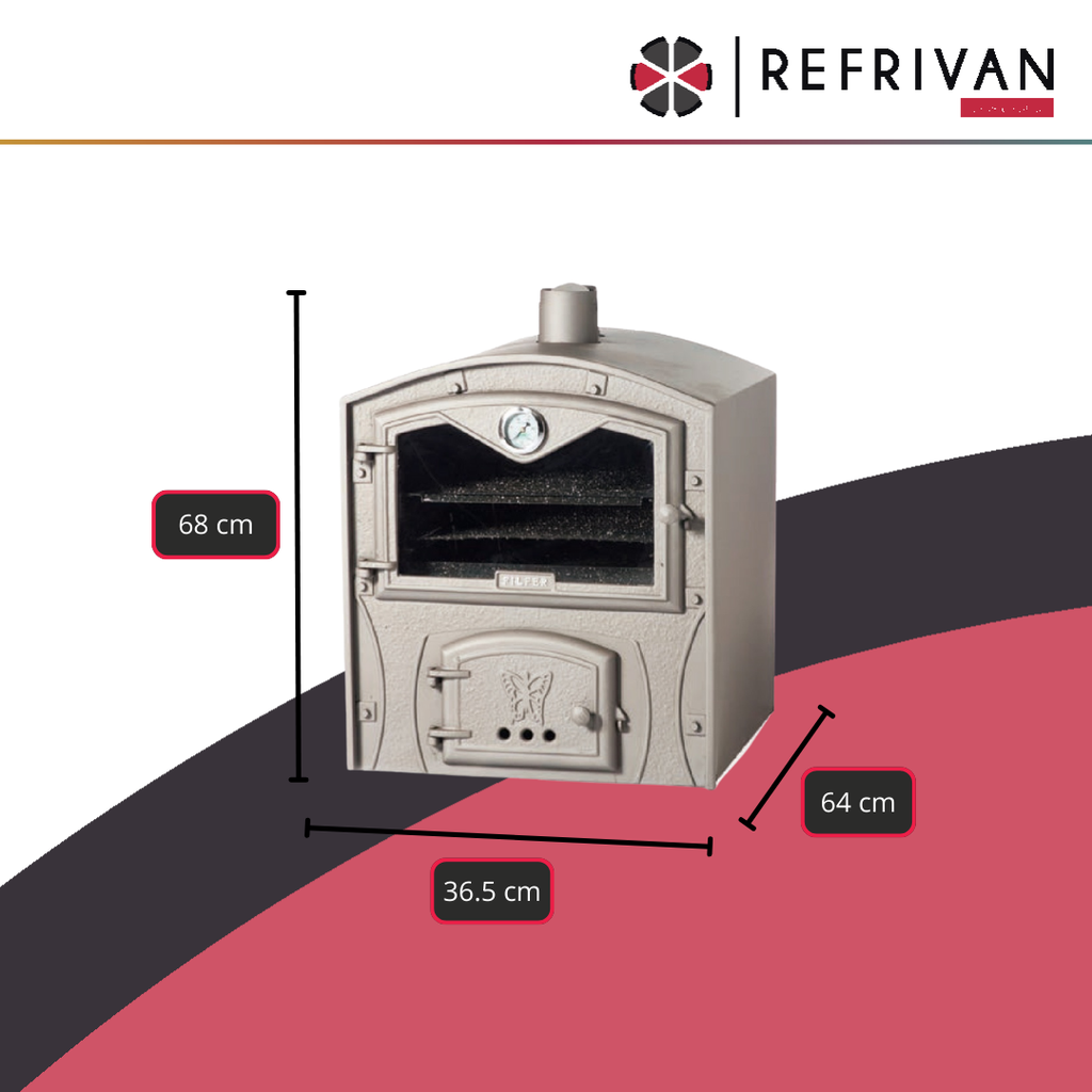HORNO CHICO A LEÑA FILFER DE MESADA - PUERTA VIDRIO