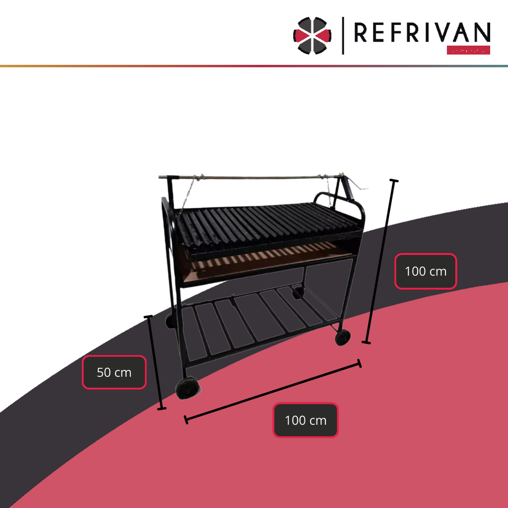 PARRILLA GASTERMIC RODANTE 1MT