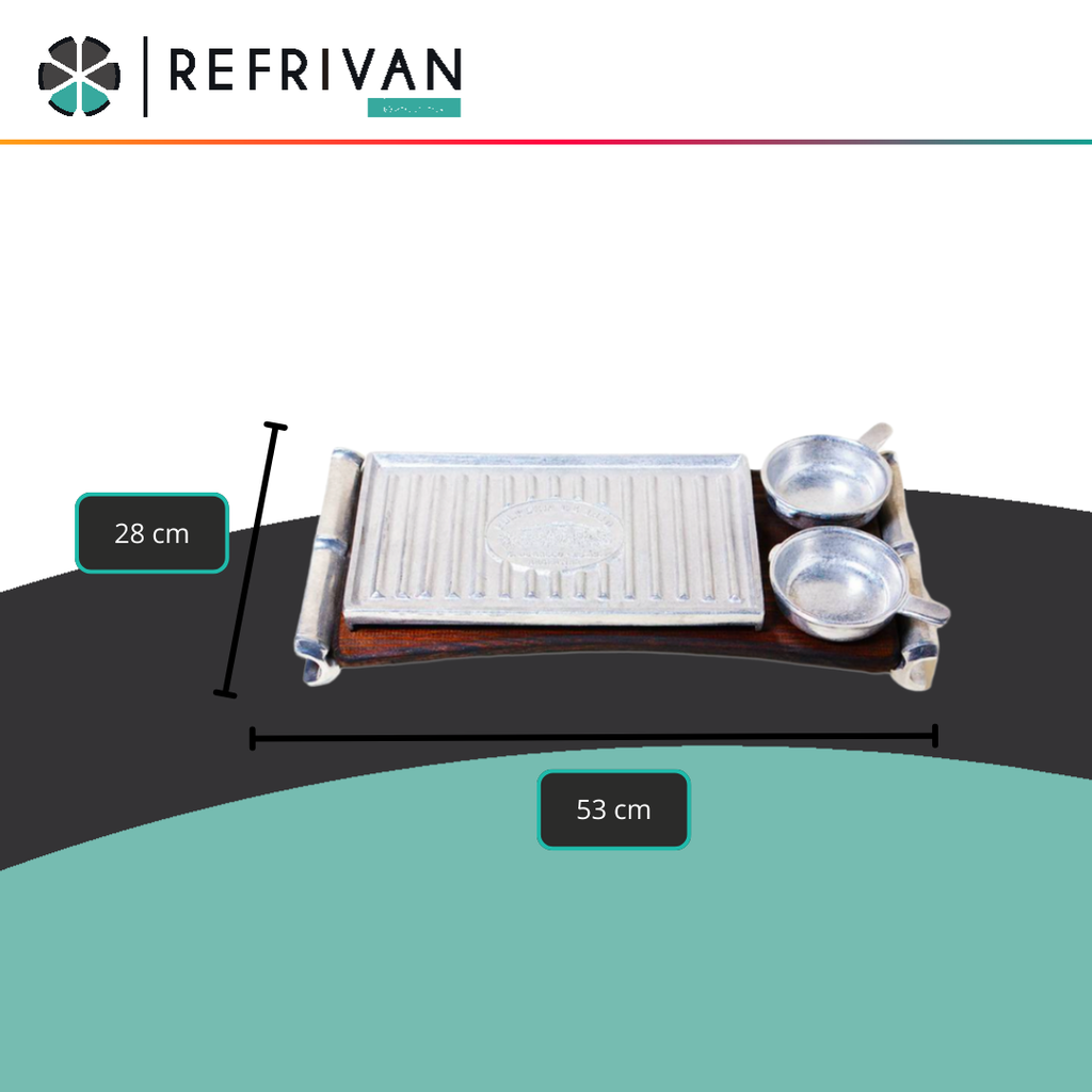 PLANCHA TERMICA PULPERIA 1810 RECTANGULAR CON 2 DIPS - 53X28CM