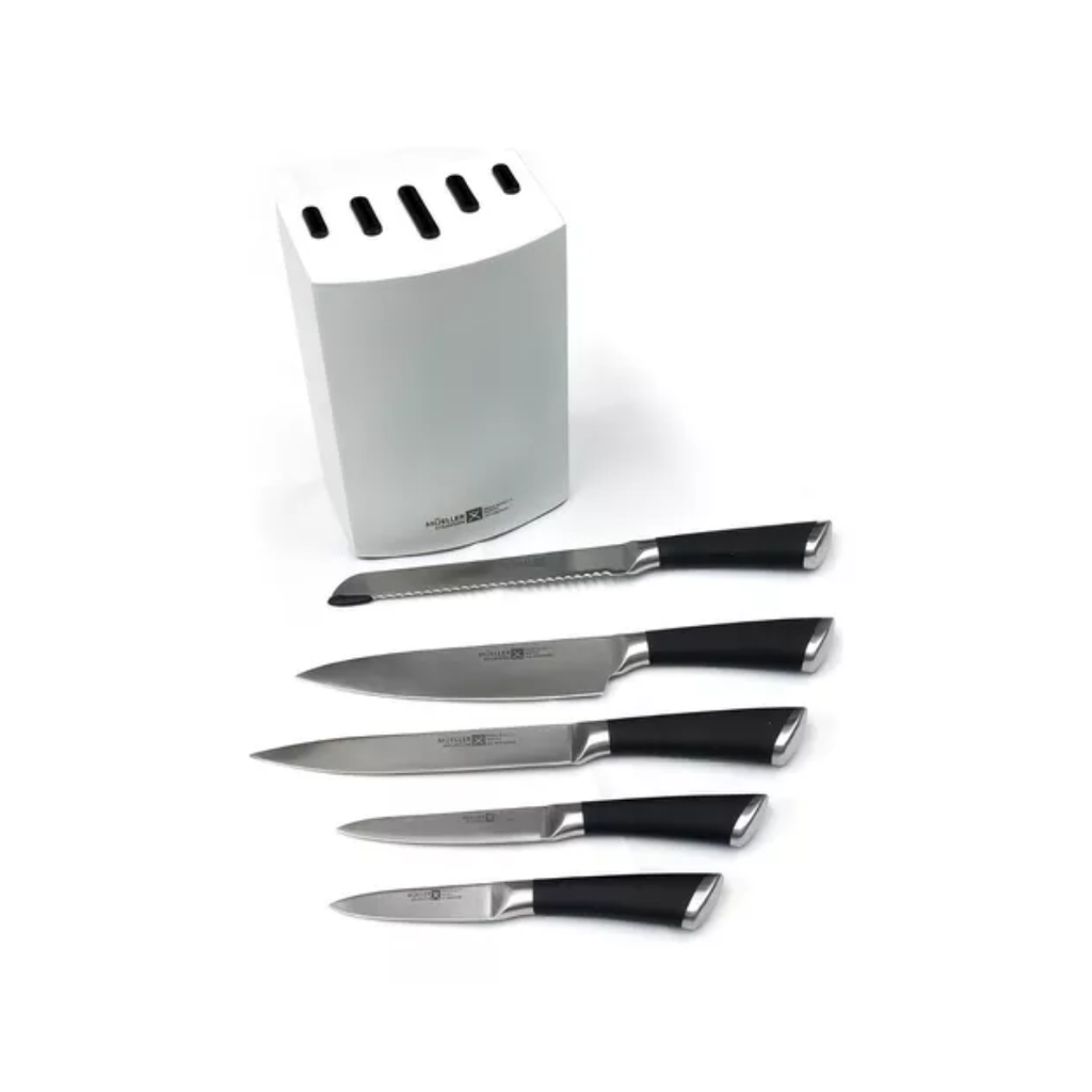 TACO CON 5 CUCHILLOS FASHION COOK PROFESIONALES MUELLER - BLANCO