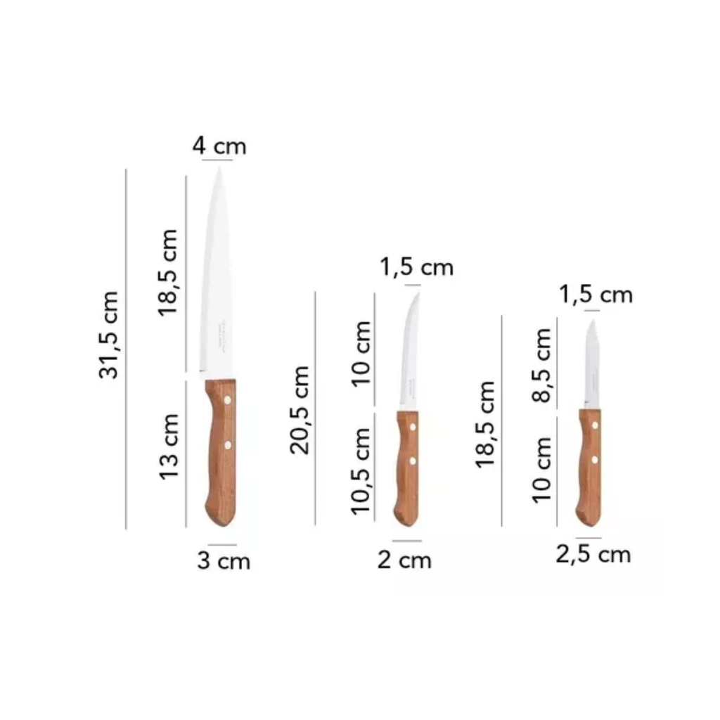 SET 4 CUCHILLOS + TABLA DE MADERA TRAMONTINA