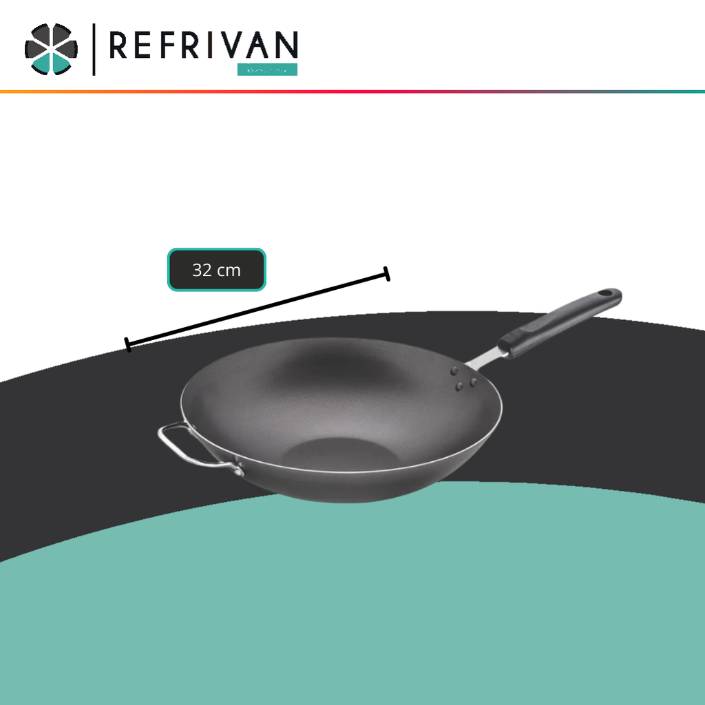 WOK TRAMONTINA CON MANGO Y ASA - 32CM