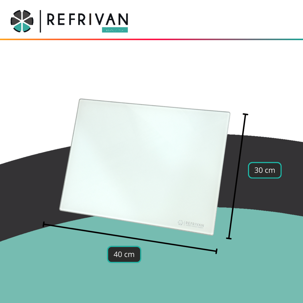 TABLA DE CORTE KITCHEN GLASS VIDRIO TEMPLADO BLANCA - 40X30CM