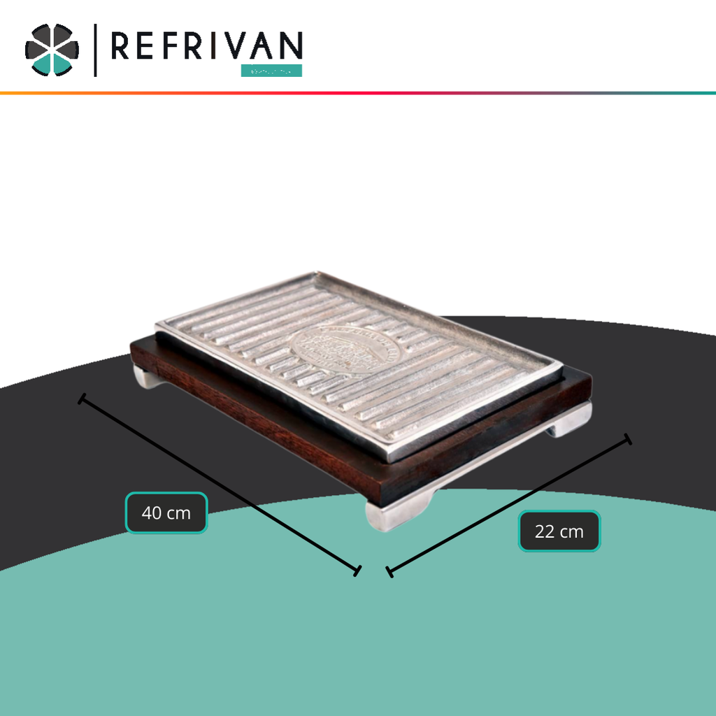 PLANCHA TERMICA PULPERIA 1810 - BASE Y PIE DE ALUMINIO - 40X22CM