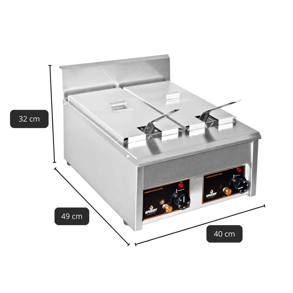 FREIDORA ELECTRICA SPEEDY DOBLE - 16LTS - CON DESAGOTE -  4KW (DOBLE BACHA)