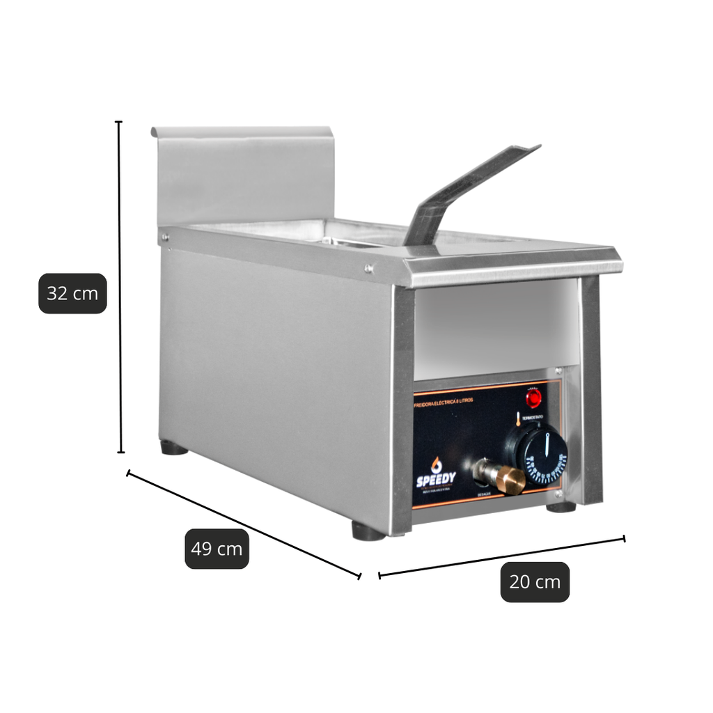 FREIDORA ELÉCTRICA SPEEDY - 8 LTS -  CON DESAGOTE - 2KW (APTO HOGAR)