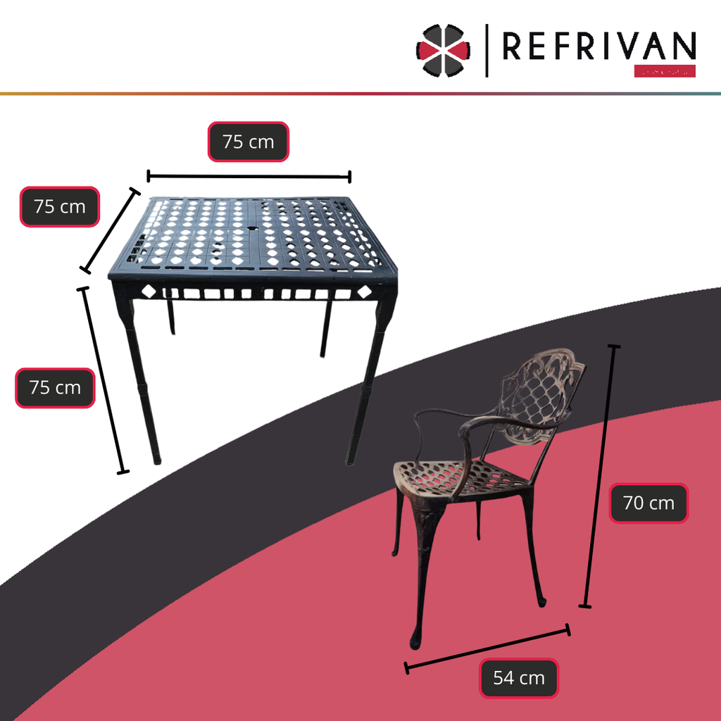 JUEGO PARIS JJ-008 MESA CUADRADA 0.75 + 4 SILLONES