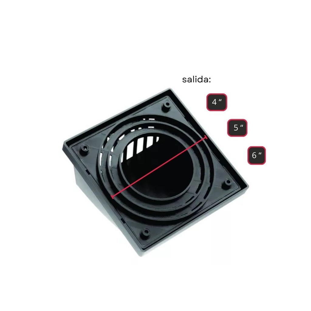 REJILLA VENTILACION CUADRADA NEGRA 4/5/6 PULG PARA EXTRATORES