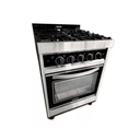 Cocina 4 Horn 50cm Acero Inox, Horno puerta de vidrio Con valvula de seguridad en hornallas.