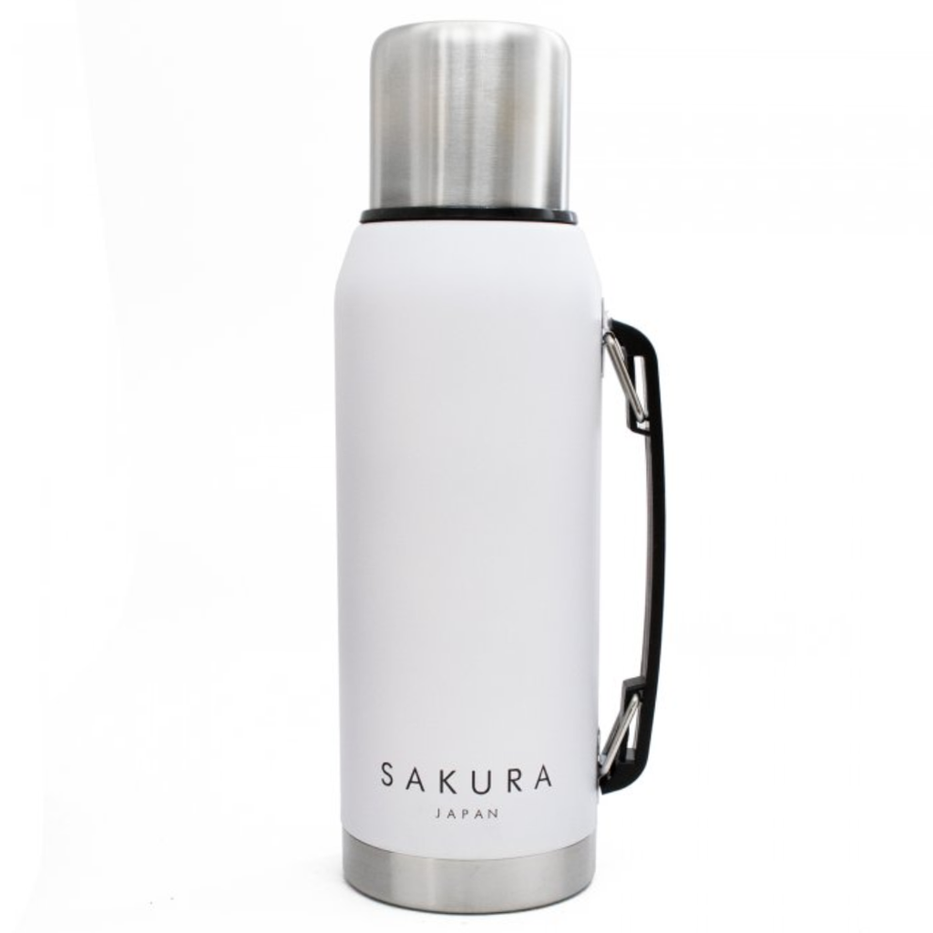 TERMO SAKURA CLASICO - ACERO INOXIDABLE - 1LT - BLANCO