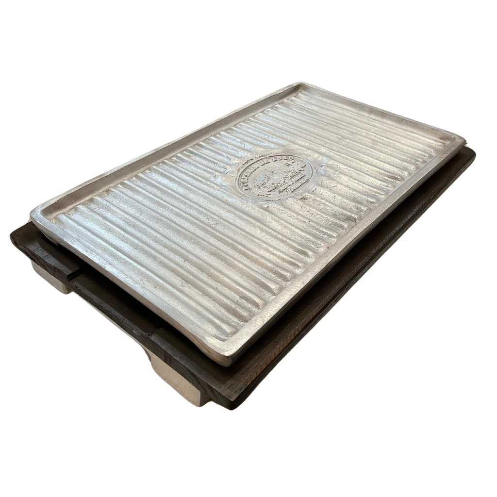 PLANCHA TERMICA PULPERIA 1810 RECTANGULAR - BASE DE MADERA - PIE DE ALUMINIO