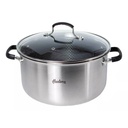 CACEROLA HUDSON ACERO INOXIDABLE TRIPLE FONDO 26 CM C/TAPA DE VIDRIO TEMPLADO Y VALVULA DE VAPOR