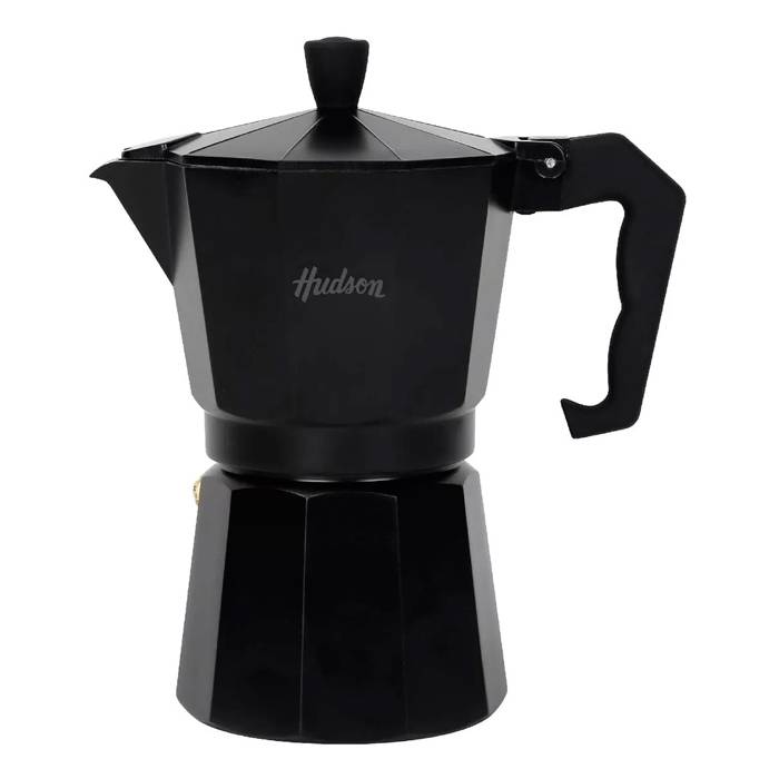 CAFETERA DE ALUMINIO ITALIANA NEGRA GRANDE HUDSON  9 TAZAS