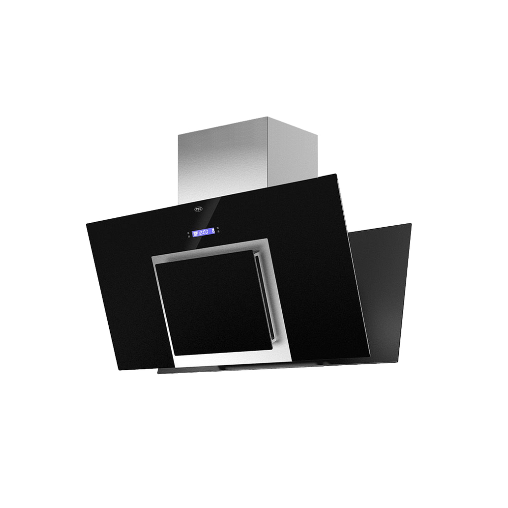 CAMPANA ISLA ESPEJO 60 VIDRIO CRISTAL NEGRO - ACERO INOXIDABLE - 3 VELOCIDADES - CON MOTOR