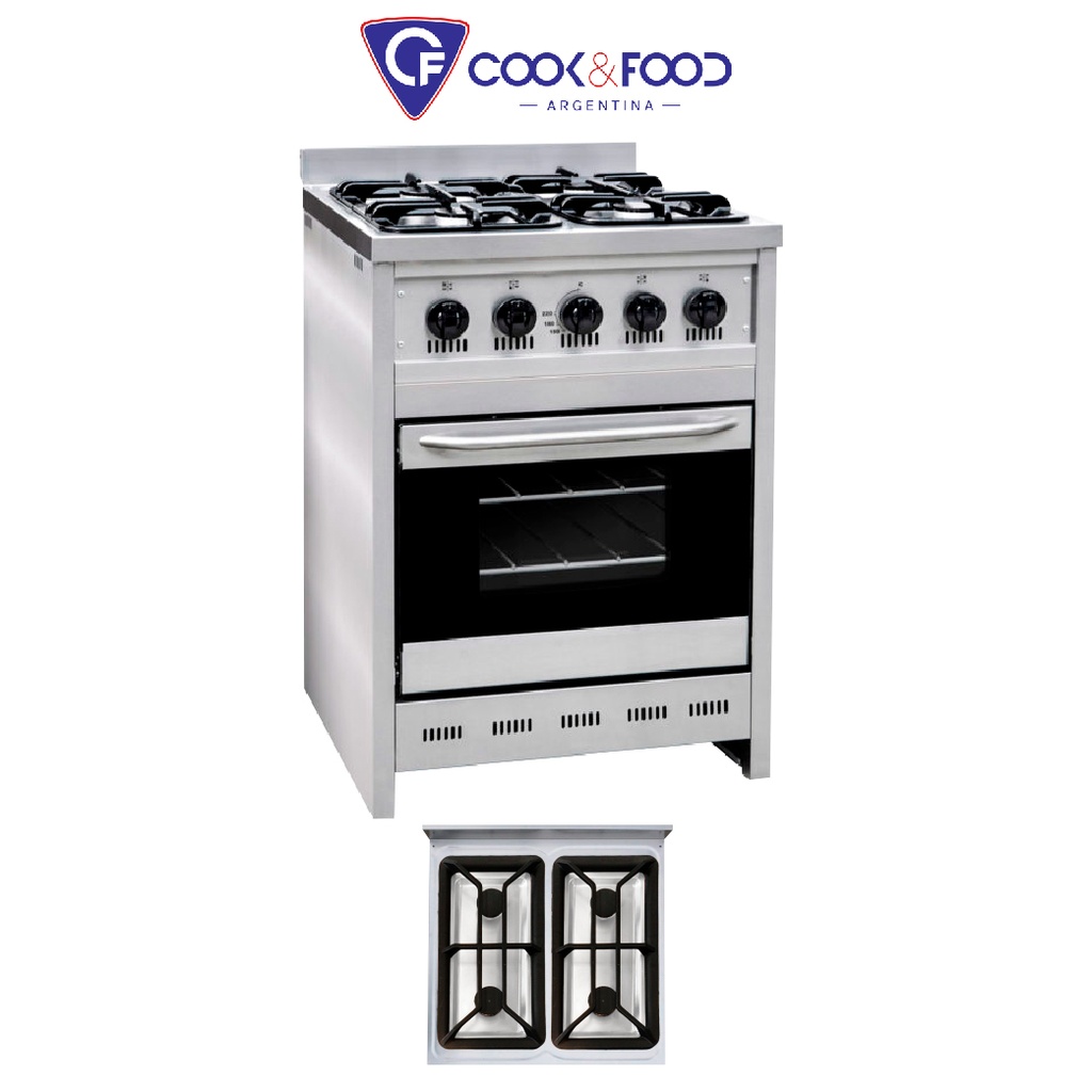 COCINA 55CM - PUERTA VIDRIO - REJA FUNDICION ENLOZADA CORBELLI