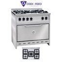 COCINA 90CM - 5 HORNALLAS - PUERTA CIEGA - REJA FUNDICION ENLOZADA CORBELLI