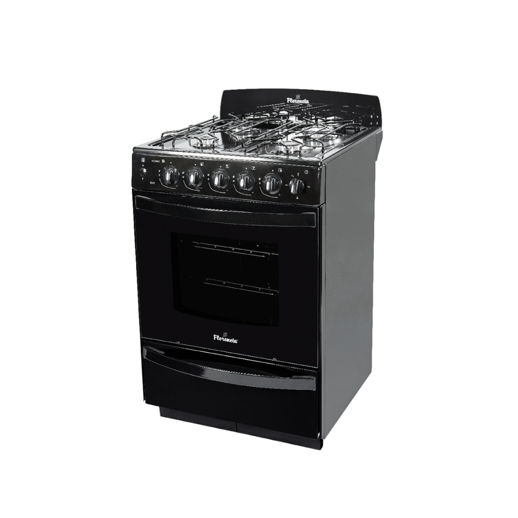 COCINA A GAS 5537 NEGRA 56CM VAL/SEG ENCENDIDO ELECTRICO Y LUZ HORNALLAS Y HORNO EASY CLEAN CAJON PARRILLA REBATIBLE