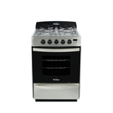 COCINA A GAS 5558 ACERO INOX  56CM VAL/SEG ENCENDIDO ELECTRICO Y LUZ HORNALLAS Y HORNO EASY CLEAN CAJON PARRILLA REBATIBLE