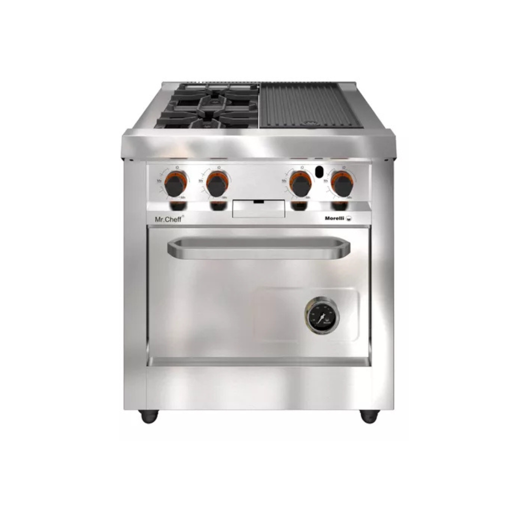 COCINA BASIC CHEFF 750 - 2 HORNALLAS Y PLANCHA - TAPA CIEGA - REJA ALAMBRE