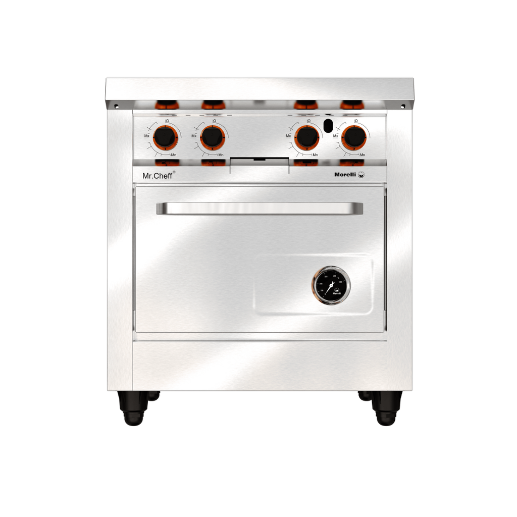 COCINA MISTER CHEFF 750 - 2 HORNALLAS + PLANCHA - TAPA VISOR - REJA FUNDICION PESADA - QUEMADOR ESTRELLA GRANDE