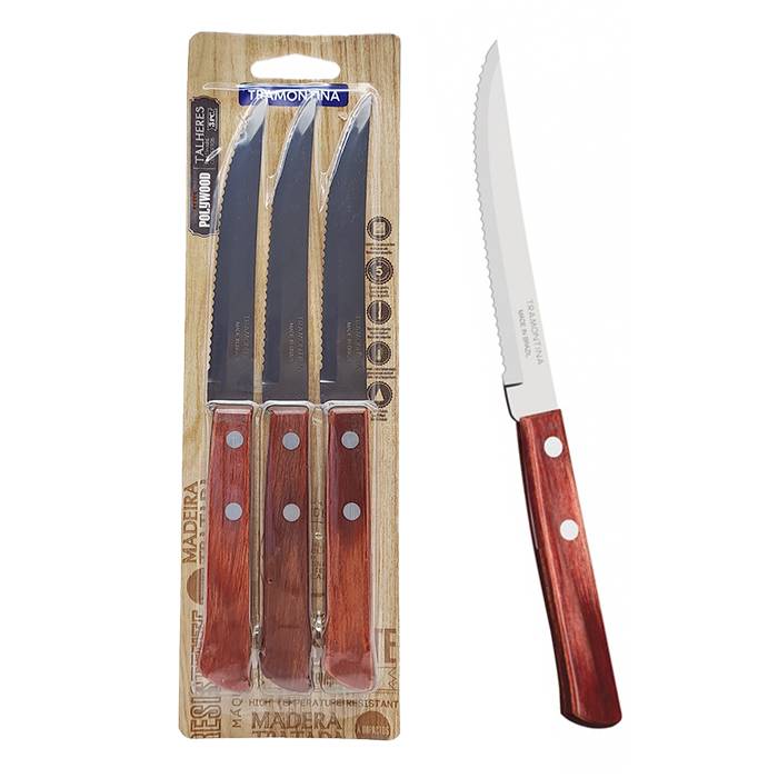 CUCHILLO 4" POLYWOOD X 3 TRAMONTINA