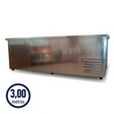 HELADERA MOSTRADOR CIEGO/ BAJO MESADA 3.00 M - ACERO INOXIDABLE - (3 PUERTAS+CUBRE) (3/4HP)